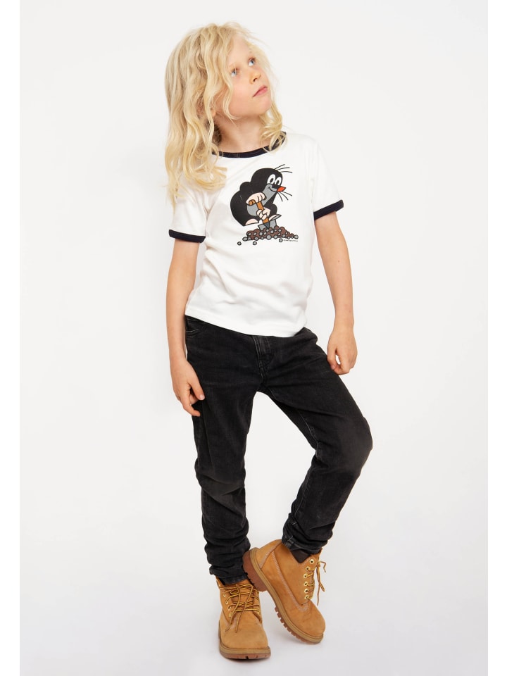Logoshirt T-Shirt Der kleine Maulwurf in weiss-dunkelblau günstig kaufen