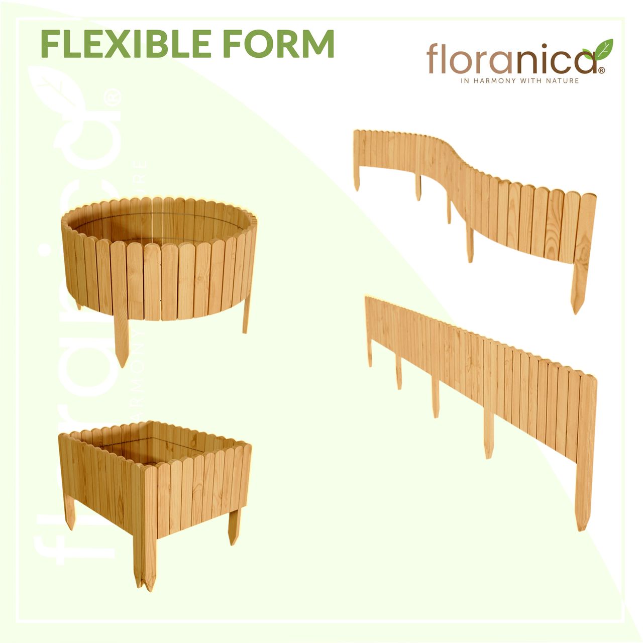 Pemicont Rollborder Flexibler Holzzaun Rolborder Beeteinfassung Rasenkante Gartenzaun