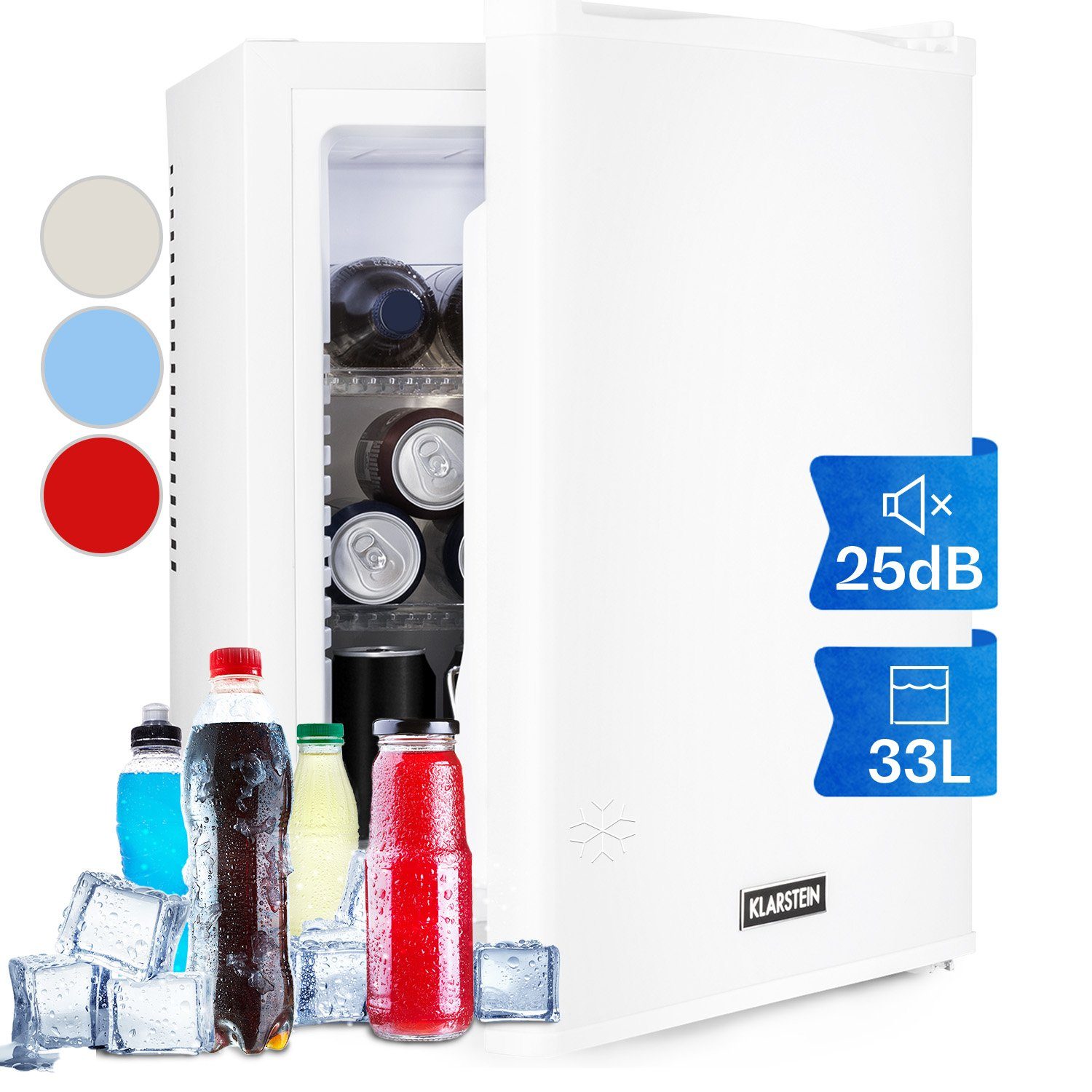 Klarstein Table Top Kühlschrank HEA-HappyHour-32Wht 10035243A, 54 cm hoch, 40 cm breit, Hausbar Minikühlschrank ohne Gefrierfach Getränkekühlschrank klein