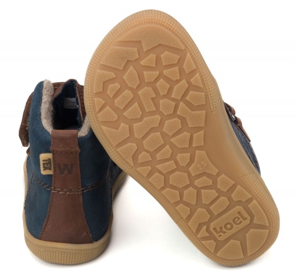 Koel bare+ ~ Karo HighCut Klettschuh Wollfleece + Tex ~ Navy/Brown