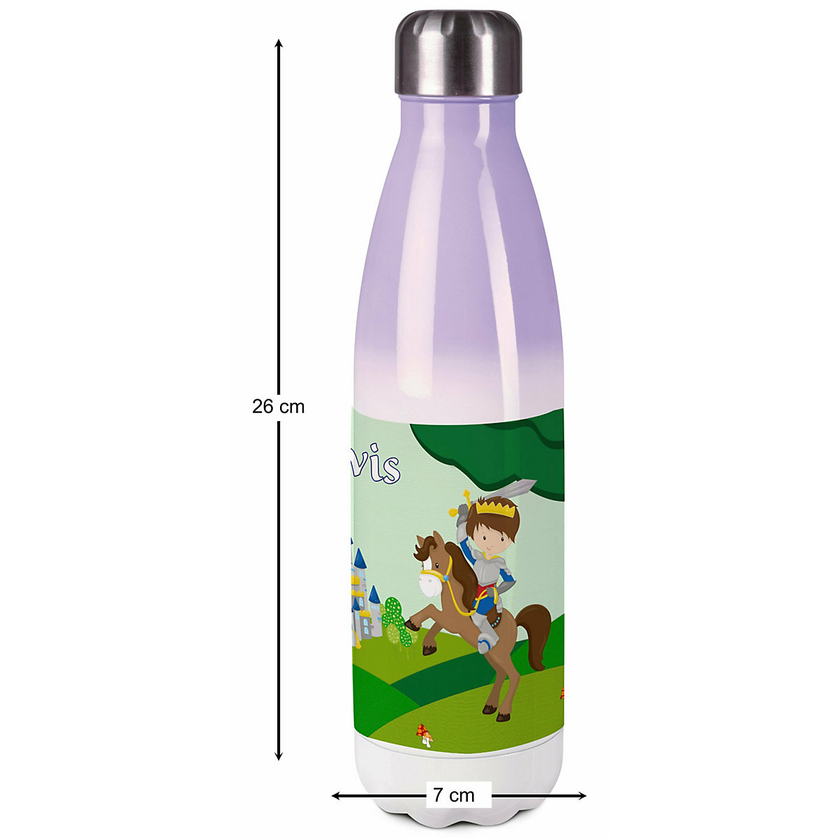 Edelstahl Kinder Thermoflasche / Trinkflasche bunt Ritter 2 Spülmaschinenfest, Auslaufsicher, Bruchfest, Doppelwandig, Für Heißgetränke geeignet, Mit Deckel, Isoliert