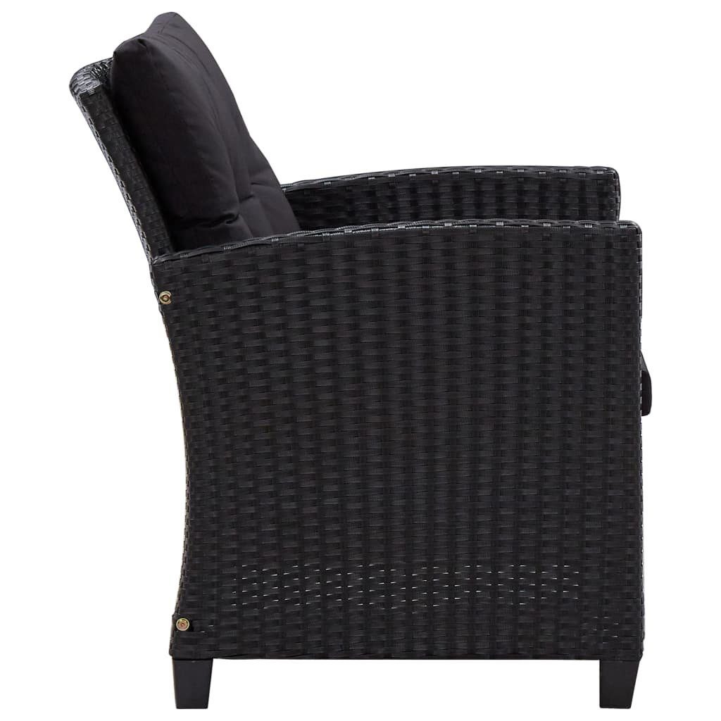 vidaXL Loungesofa 6-tlg. Garten-Sofagarnitur mit Auflagen Poly Rattan Schwarz, 6 Teile