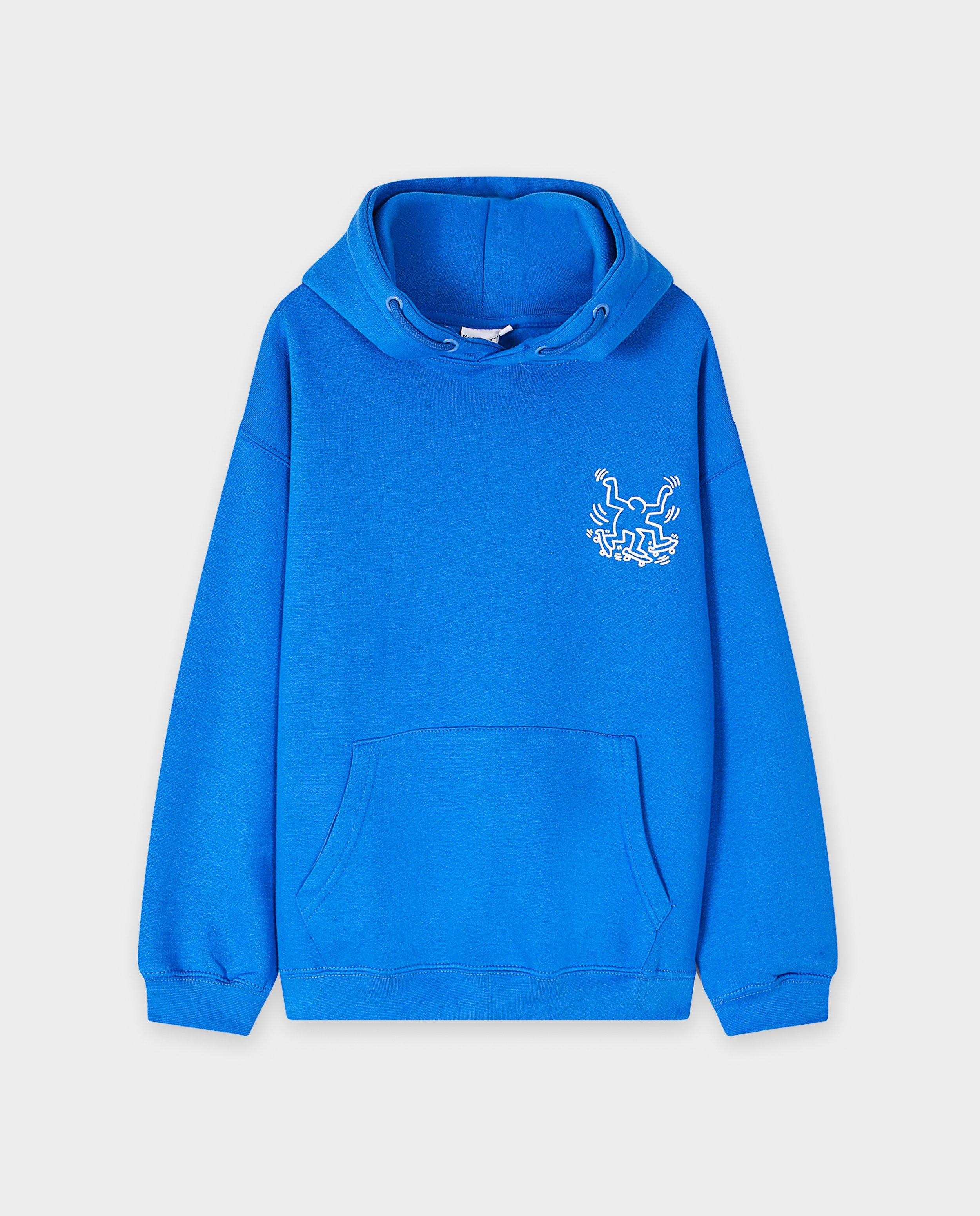 Hanorac Keith Haring cu imprimeu albastru