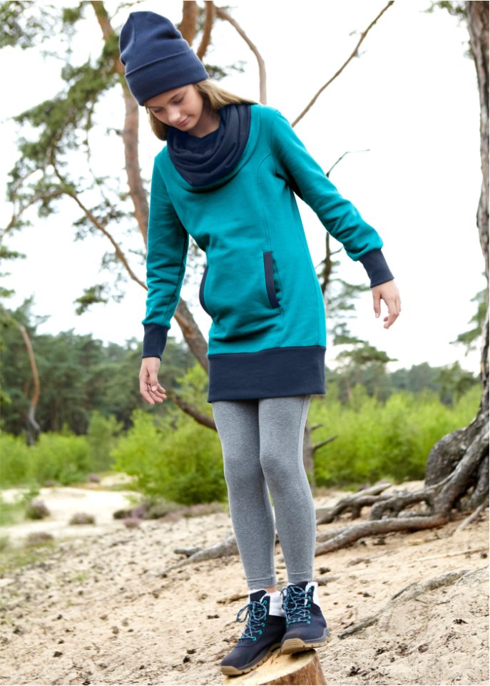 Mädchen Sweatkleid mit großem Kragen aus Bio-Baumwolle