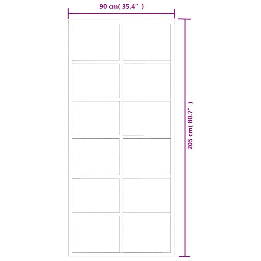 vidaXL Schiebetür Schiebetür ESG-Glas und Aluminium 90x205 cm Schwarz (1-St)