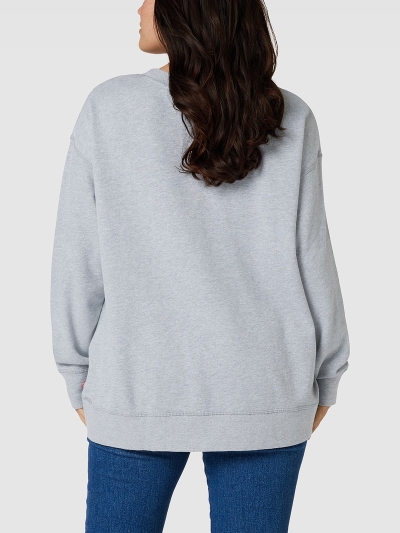 PLUS SIZE Sweatshirt mit Label-Print in hellgrau meliert