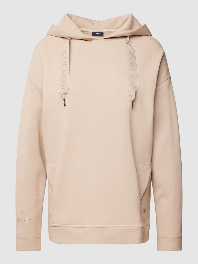 Hoodie mit Label-Details in taupe