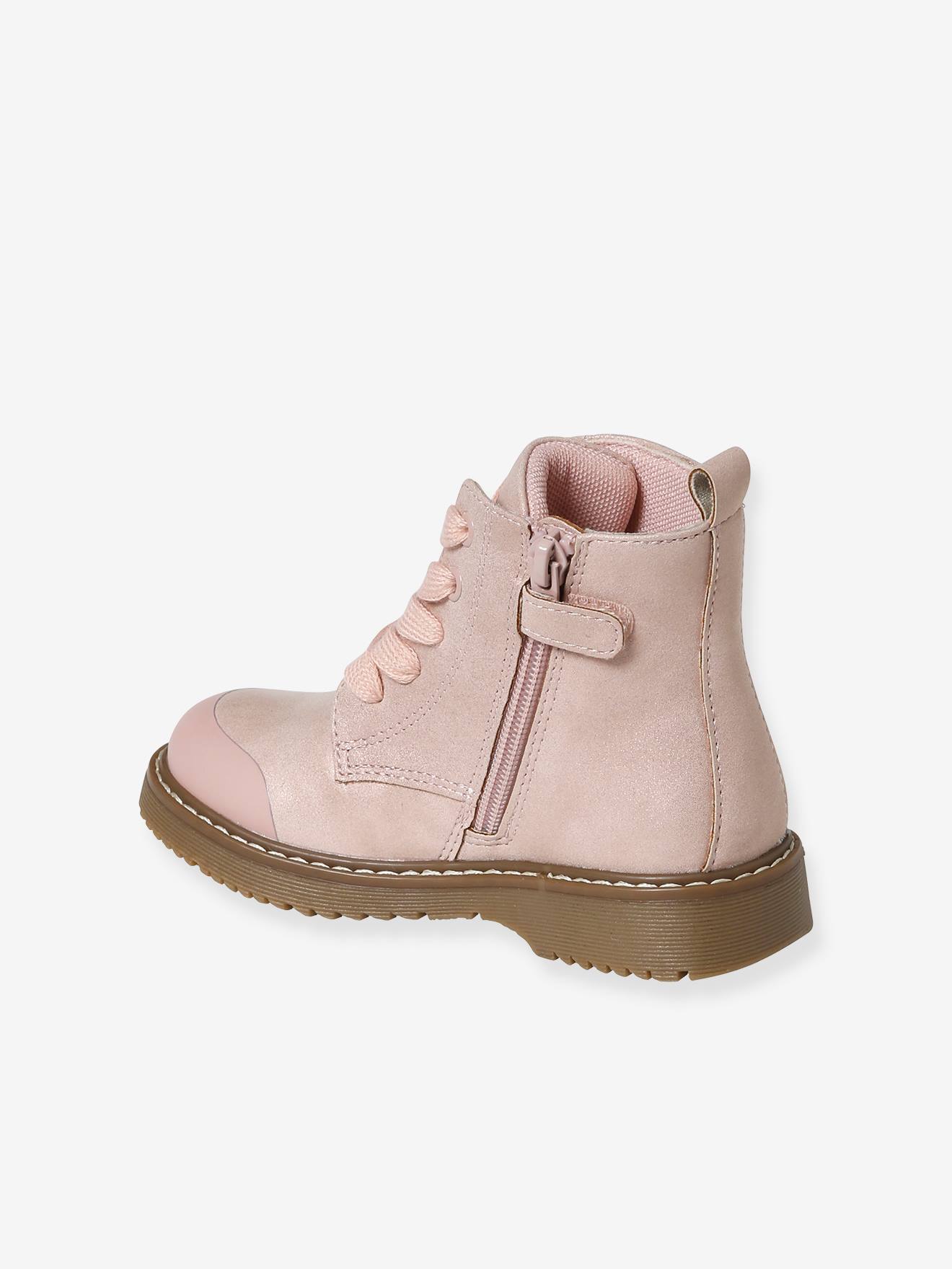 Boots lacées et zippées fille collection maternelle rose