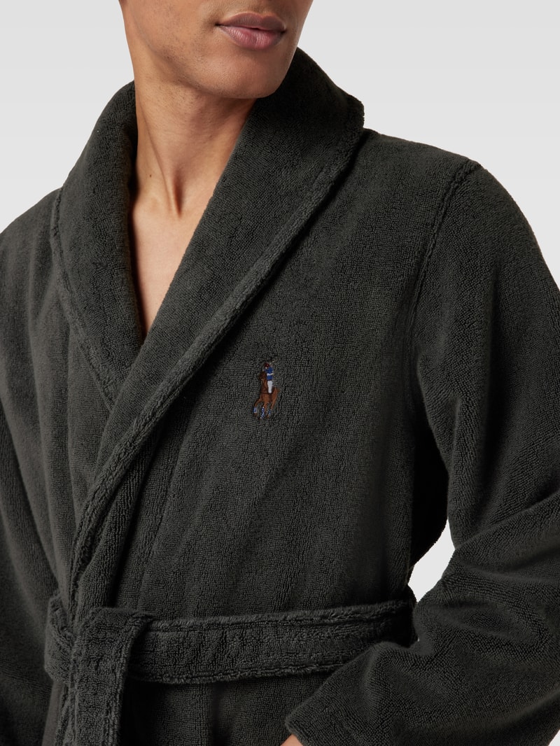 Bademantel mit Label-Stitching in dunkelgrau