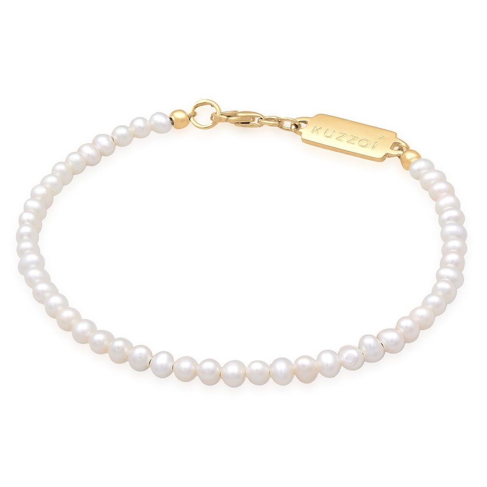 KUZZOI KUZZOI Bracelet Hommes tendance vintage avec perles d'eau douce en argent sterlin Bracelet