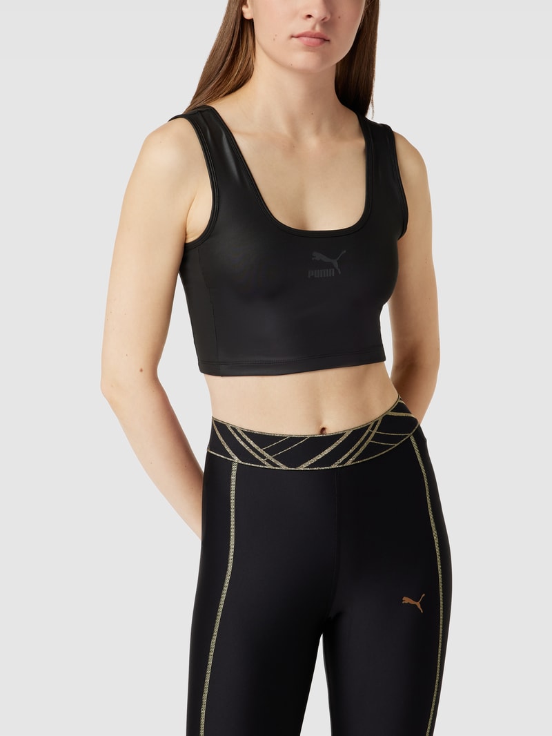 Crop Top mit Logo-Print Modell 'Shiny' in schwarz