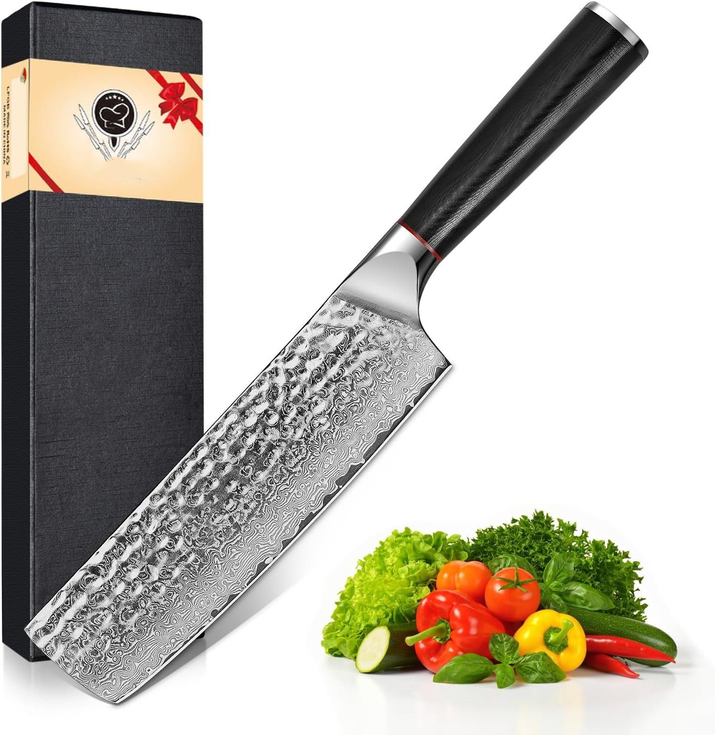 Home safety Damastmesser Küchenmesser VG10 Damaskus Stahl Kochmesser Santoku Chef Hackmesser