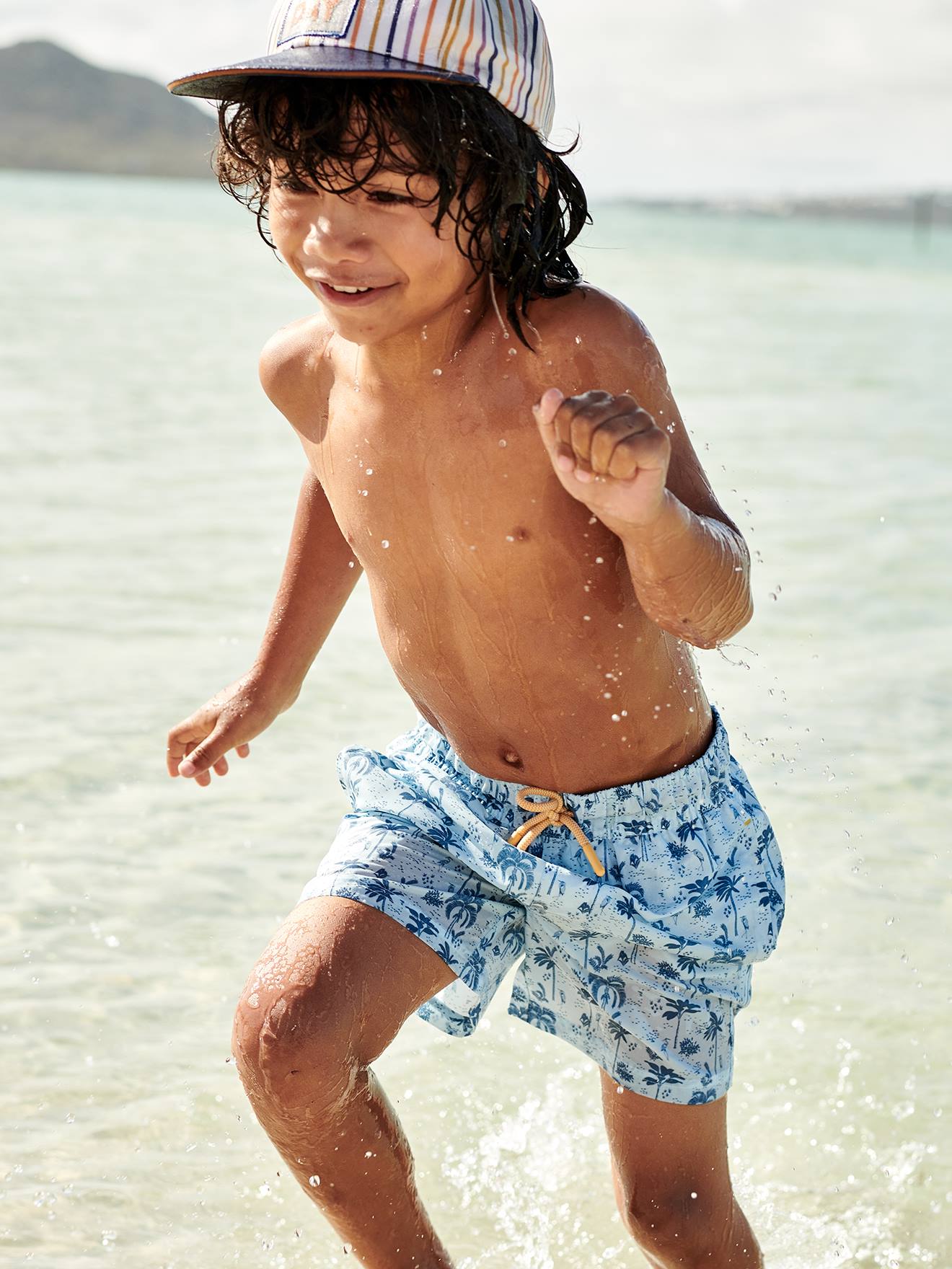 Short de bain imprimé garçon bleu ciel