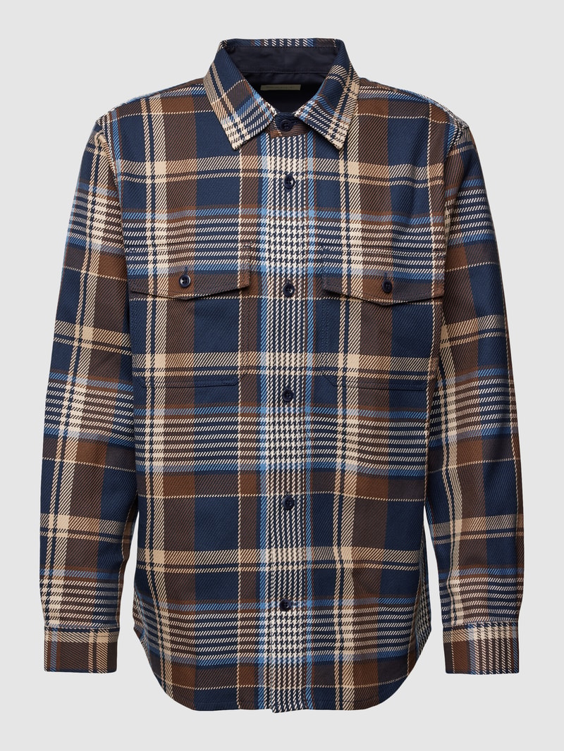 Overshirt mit Karomuster Modell 'Twill' in marineblau