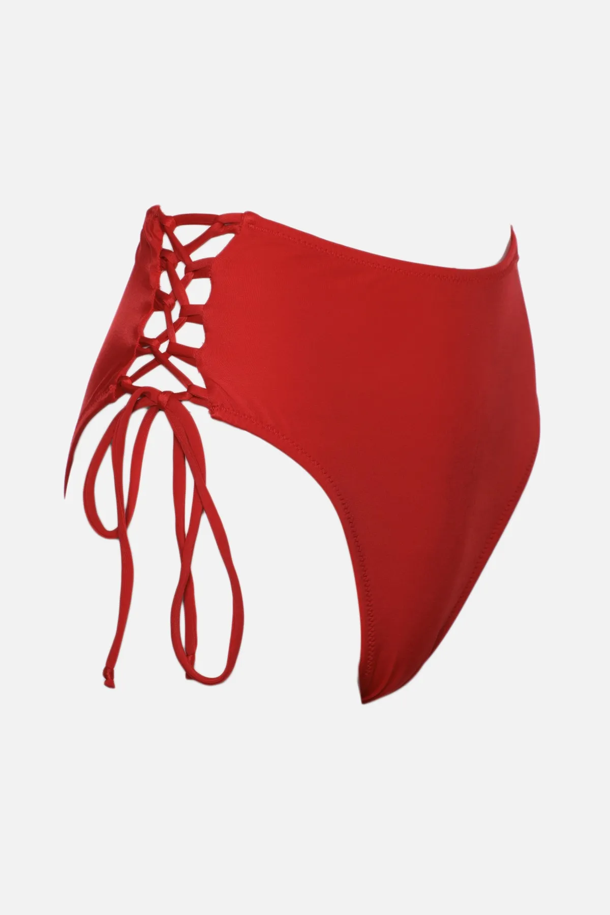 Trendyol Collection  Rote Paspelierung, hohe Taille, Hipster-Bikinihose TBESS22BA0044