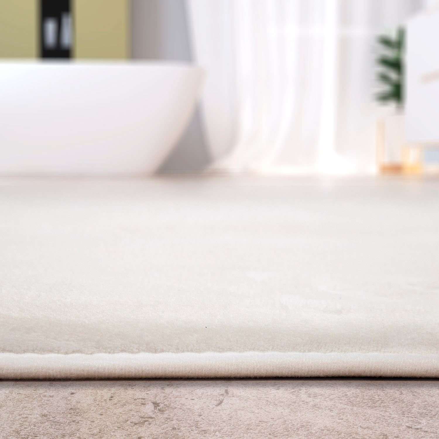 Badematte Corby 255 Paco Home, Höhe 13 mm, rutschhemmend beschichtet, fußbodenheizungsgeeignet, Polyester, rechteckig, Badteppich, Uni Farben, Memory-Foam Effekt