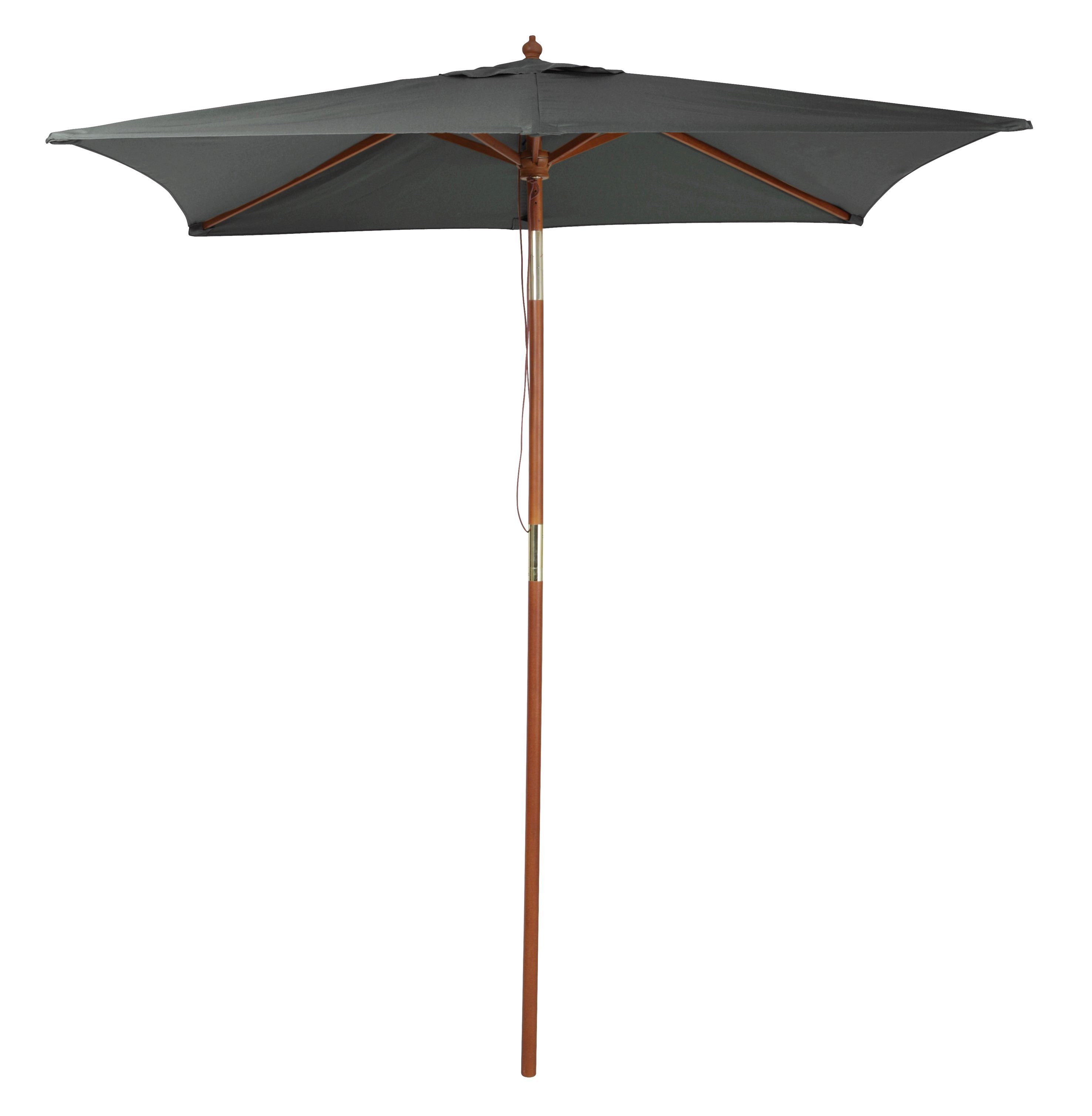 Pure Home & Garden Sonnenschirm Pino anthrazit 200x150 cm Holz Schirm Balkonschirm rechteckig, LxB: 200,00x150,00 cm, abknickbar, kippbar, wasserabweisend