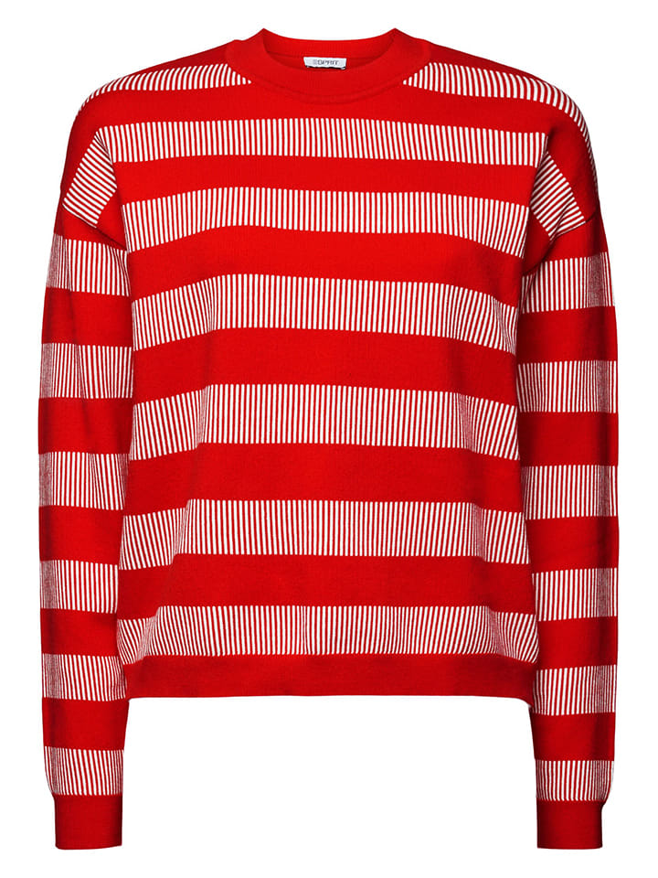 ESPRIT Pullover in Rot/ Weiß günstig kaufen