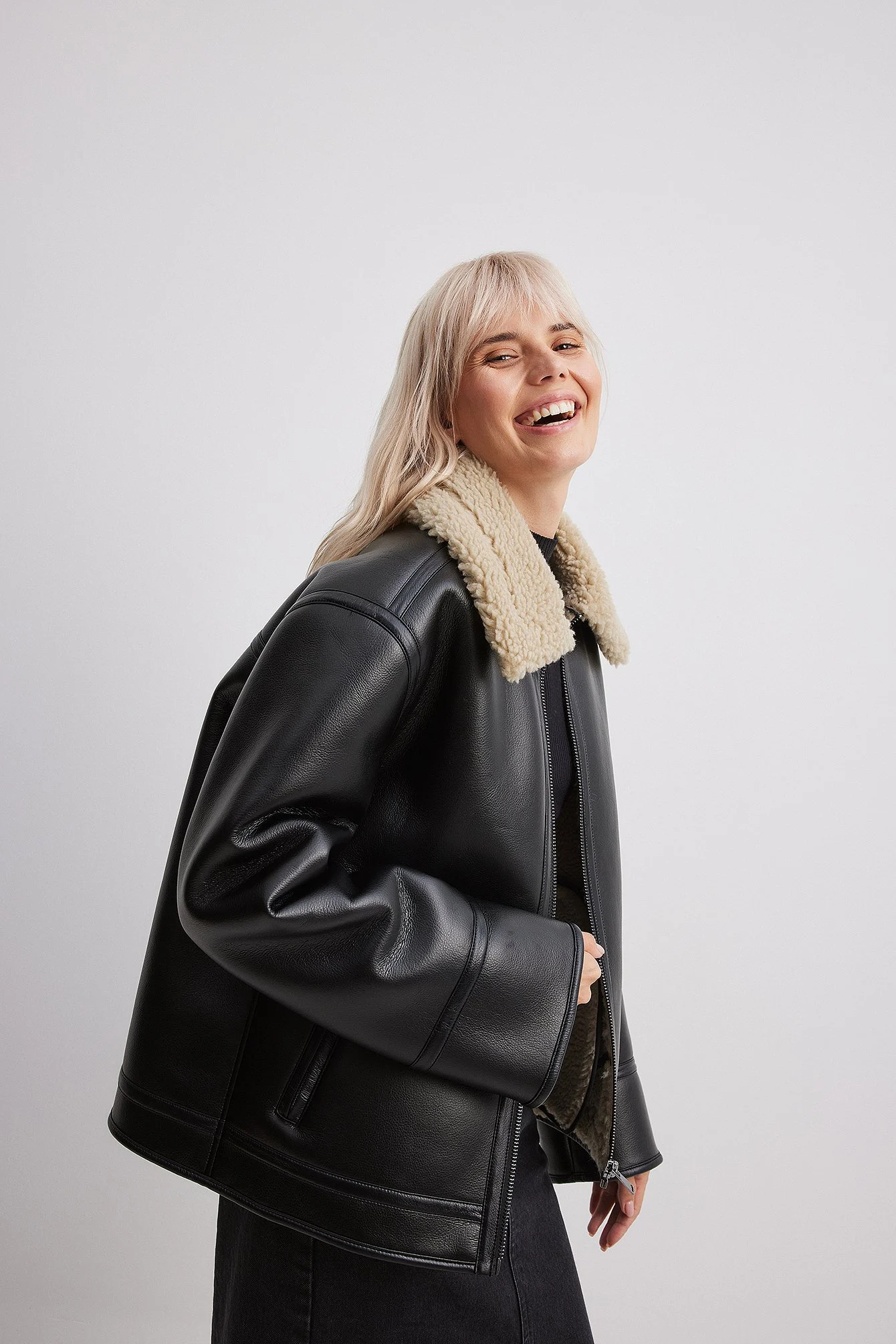 Oversize Bonded Teddy-Detail-Jacke