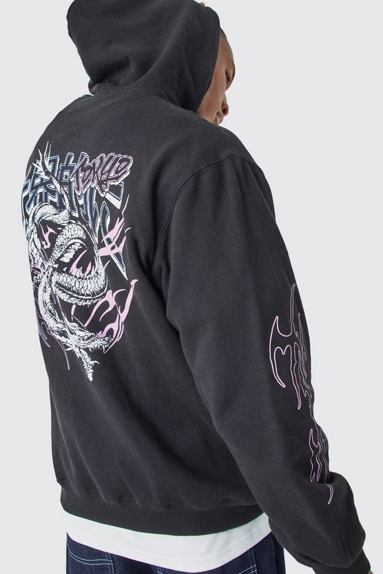 Oversize Hoodie mit Drachen-Print