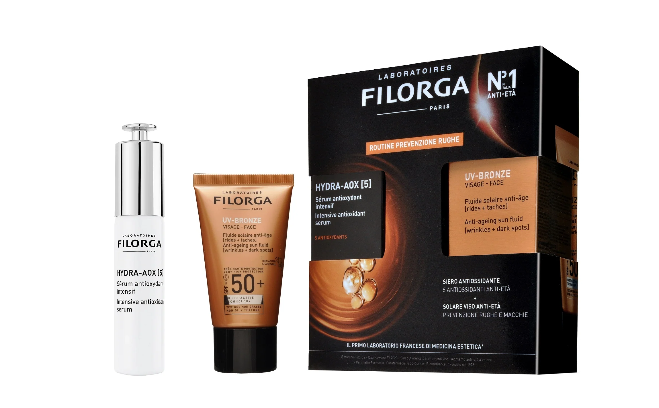 Set de cuidado solar Hydra-AOX [5] + bronceador facial UV SPF50+ - Set de cuidado solar, Set antiarrugas