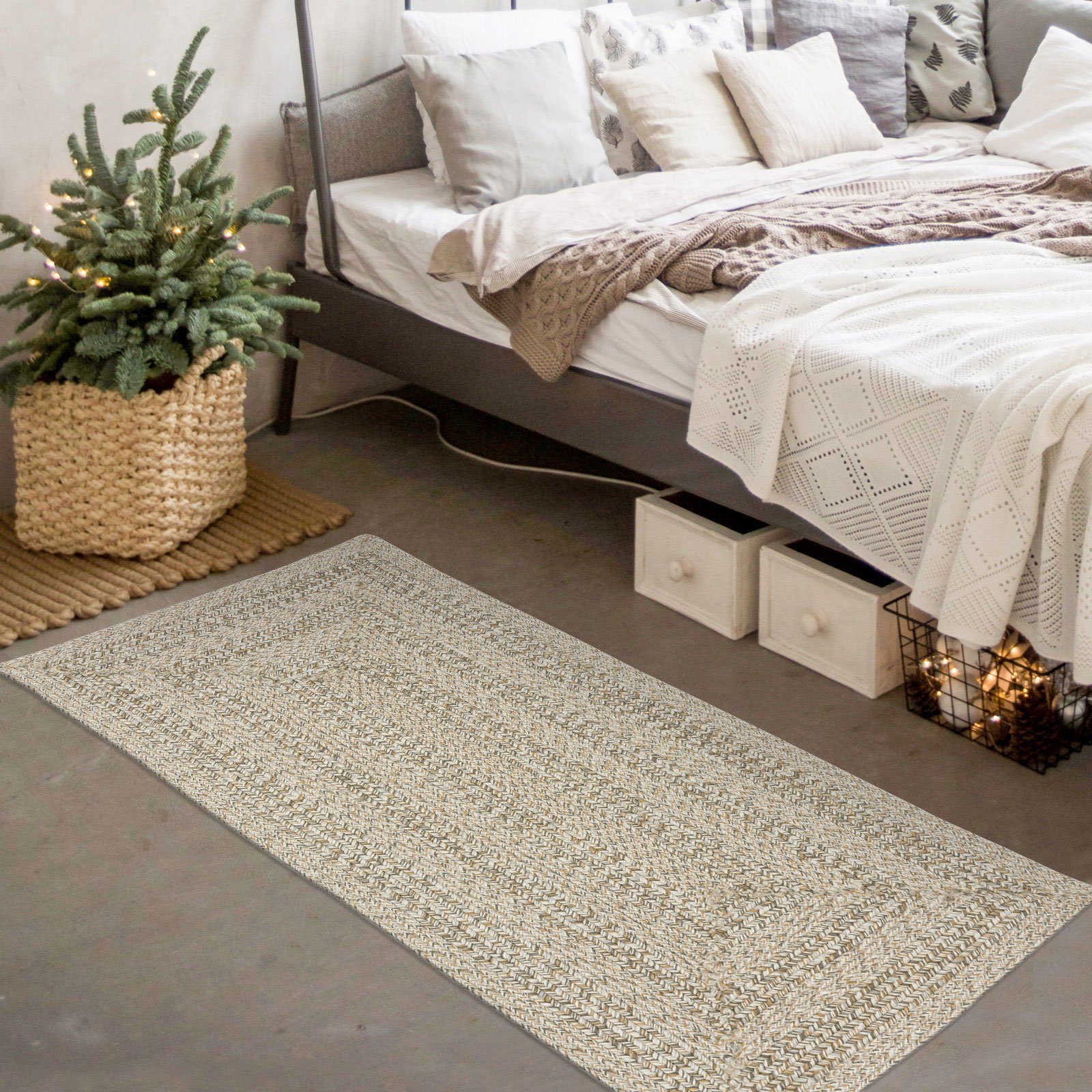 Outdoorteppich Azure, Taleta, Höhe: 7.5 mm, In-, Outdoor Teppich Wetterfest, Handgewebt, Balkon Teppich, Garten Teppich, Wohnzimmer Teppich, 70 × 140 cm