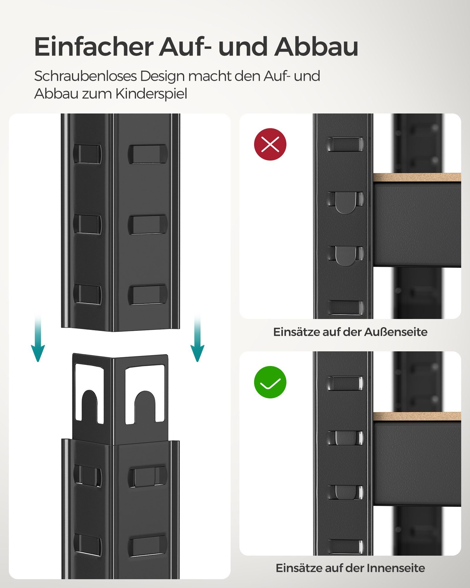 SONGMICS Schwerlastregal Lagerregal, 1-tlg., 4 Ebene, bis 520 kg belastbar