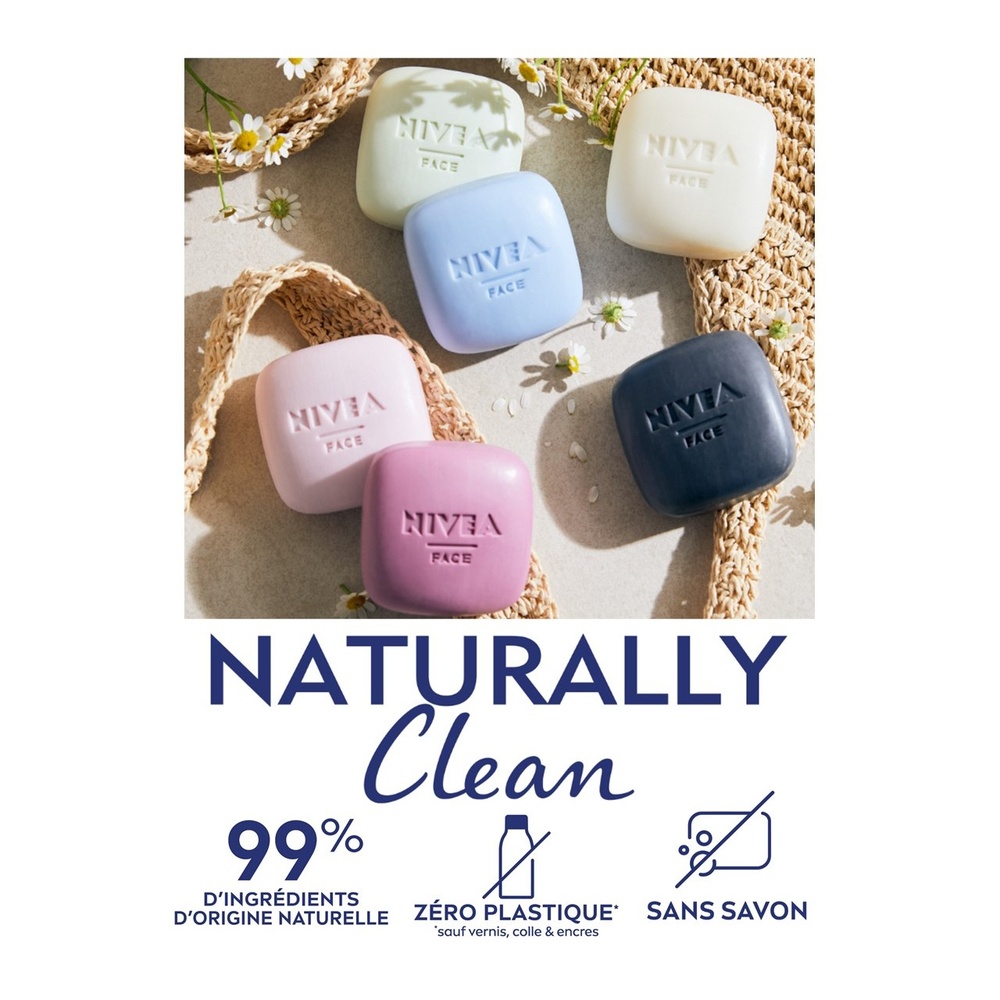 nivea NATURALLY CLEAN- Gommage Purifiant Charbon actif Nettoyant Visage Solide
