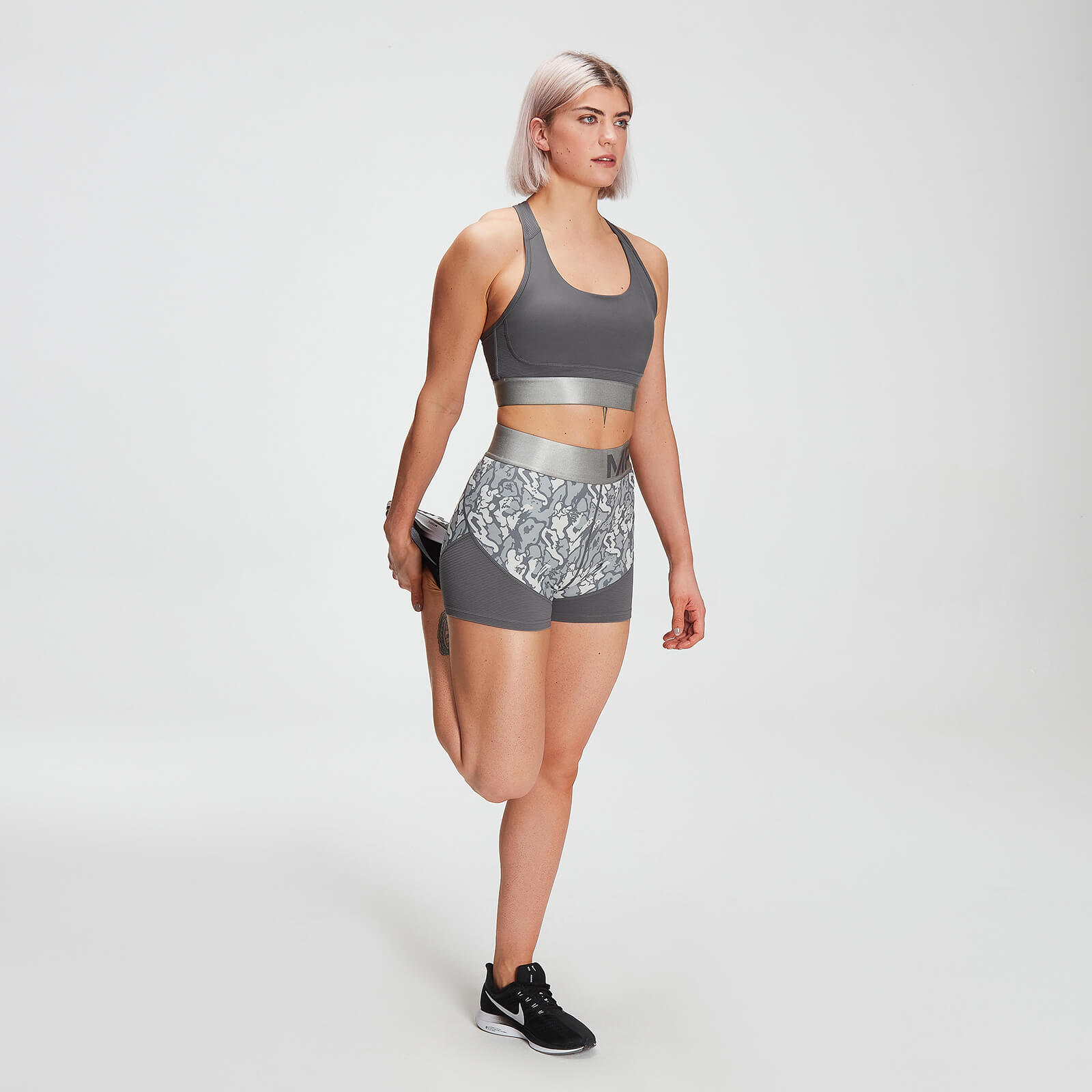 Brassière de sport texturée MP Adapt pour femmes – Carbone