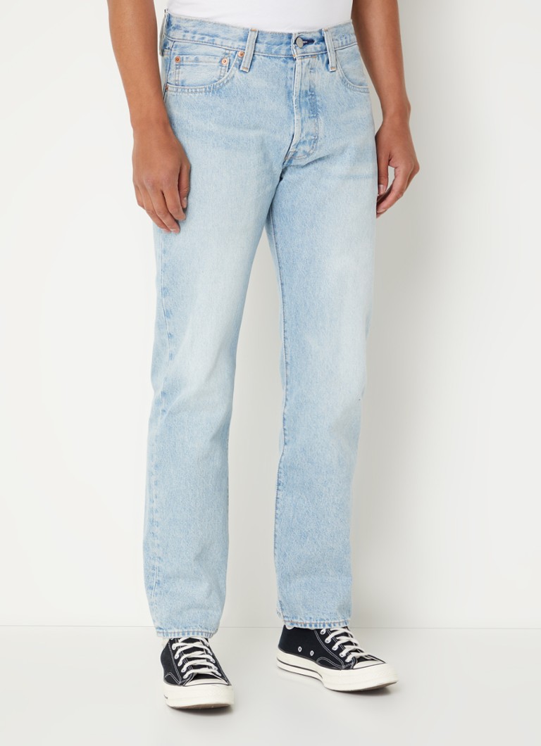 Levi's 501 straight leg jeans with light wash