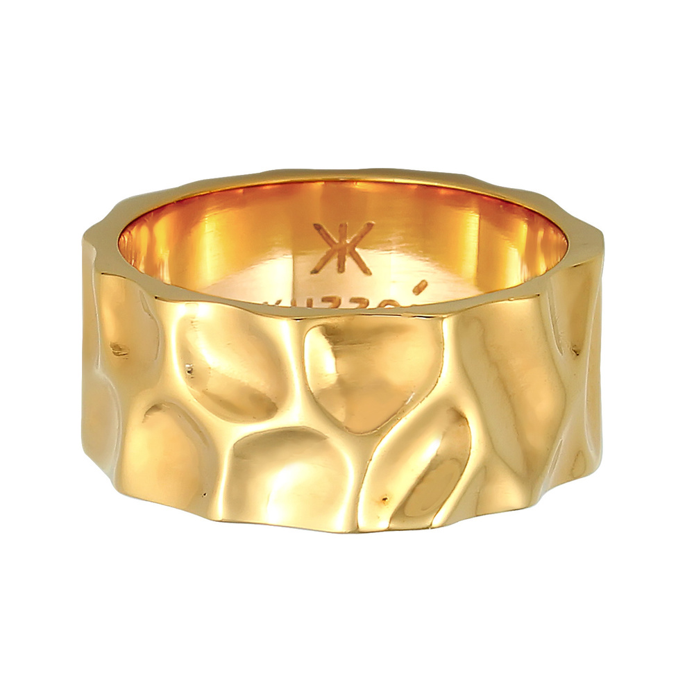 KUZZOI KUZZOI Bague à anneau pour homme martelée d'occasion ayant l'air solide en argent Bague
