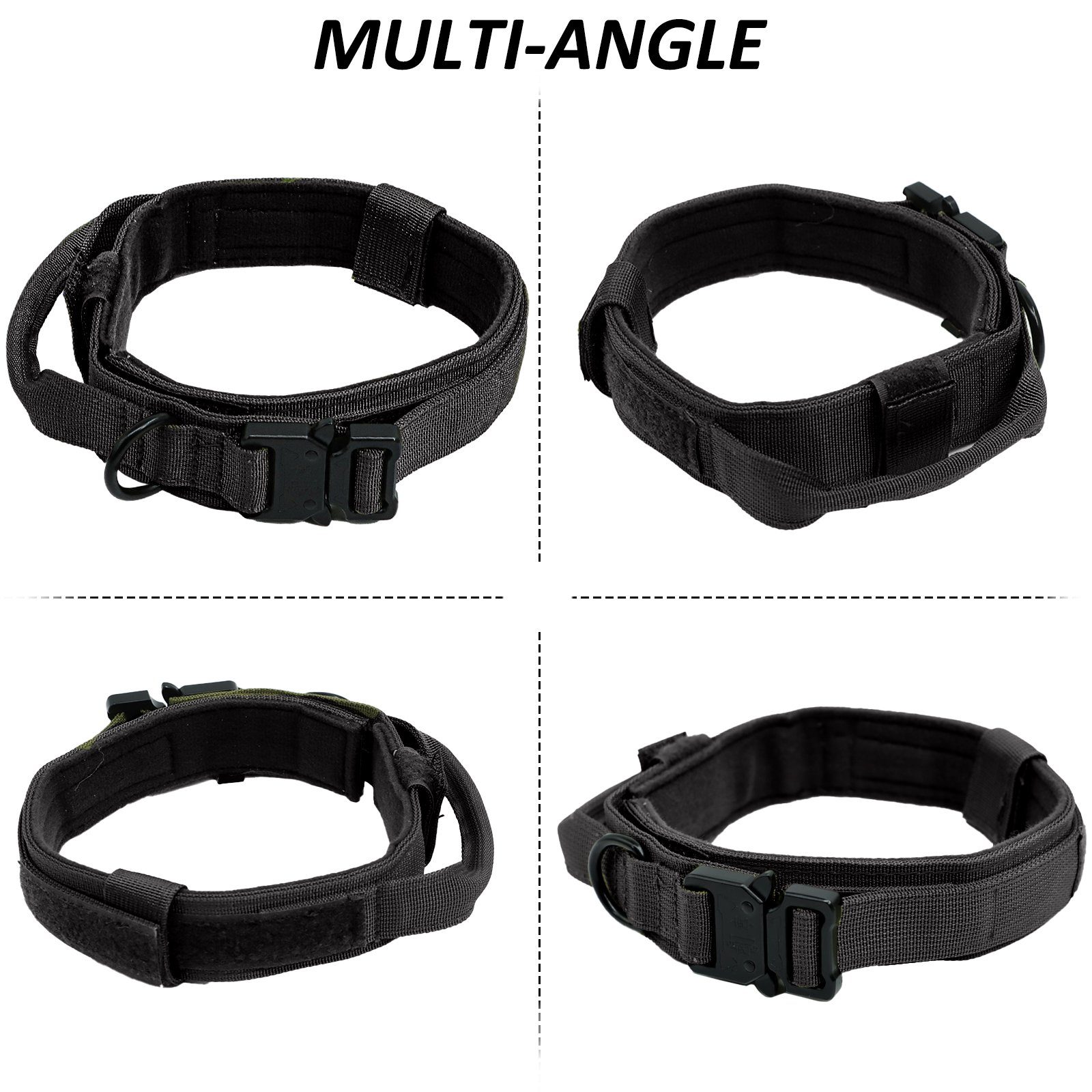 CALIYO Hunde-Halsband Militär Halsband Taktisches Hundehalsband mit Griff, für Mittlere Große Hunde Training Jagd, mit Robuste Metallschnalle