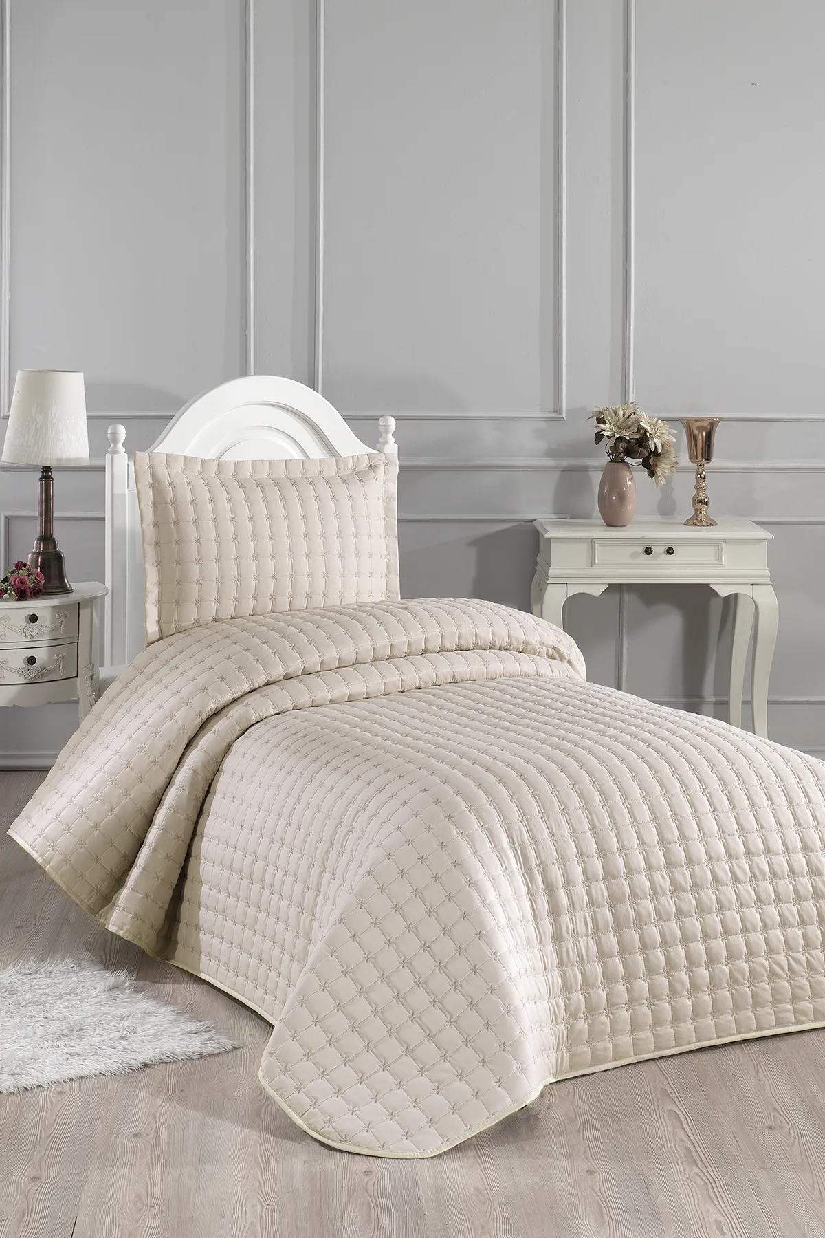 Çeyiz Diyarı  Gesteppte Tagesdecke „Star“ für Einzelbett, Cappucino