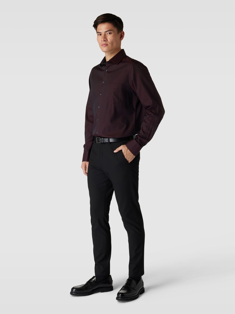 Modern Fit Business-Hemd mit Knopfleiste Modell 'Global' in bordeaux rot