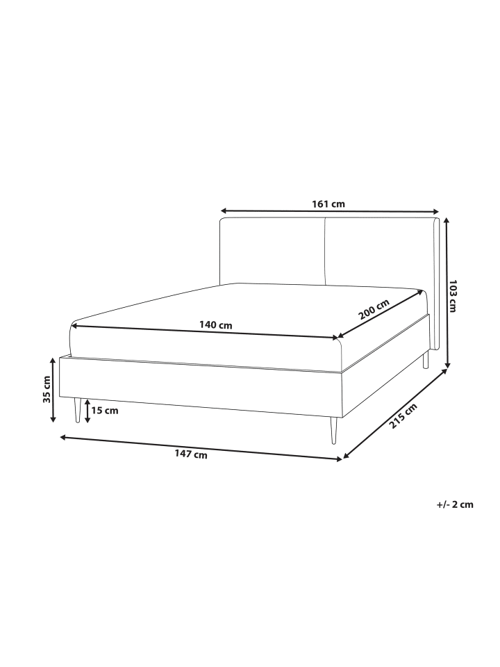 Beliani Doppelbett LIMANTON in Beige/Heller Holzfarbton/Schwarz günstig kaufen onesize