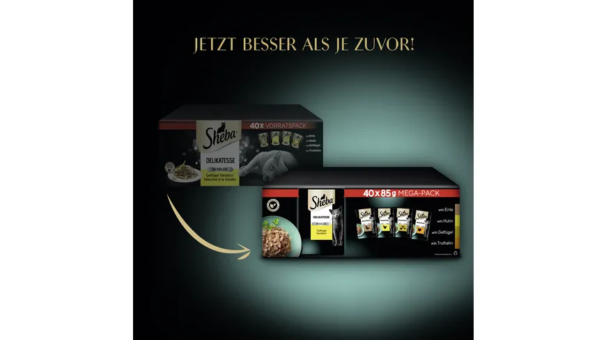 Sheba Katzennassfutter Geflügel in Gelée Mega-Pack 3.4 kg