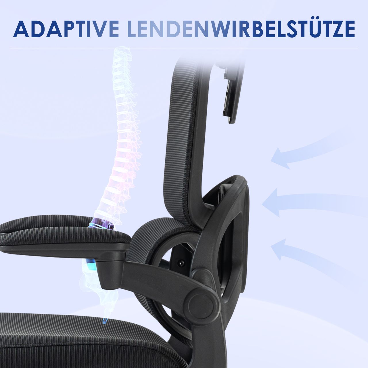 Vinsetto Bürostuhl mit Wippfunktion, höhenverstellbarer Schreibtischstuhl, Mesh