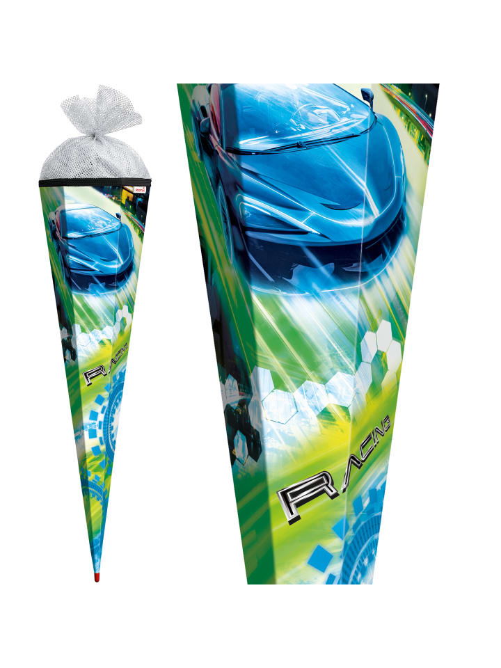 ROTH Schultüte groß Racing 85 cm, Silbertüll in Hellblau günstig kaufen onesize