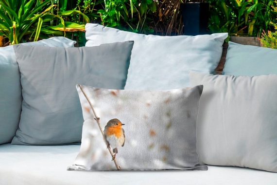 MuchoWow Dekokissen Vogel - Rotkehlchen - Winter, Outdoor-Dekorationskissen, Polyester, Dekokissenbezug, Kissenhülle
