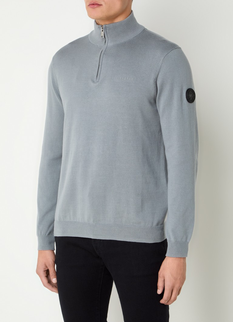 Airforce Fine-knit sweater with half zip and logo