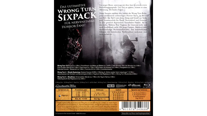 Wrong Turn 1-6  [6 BRs]