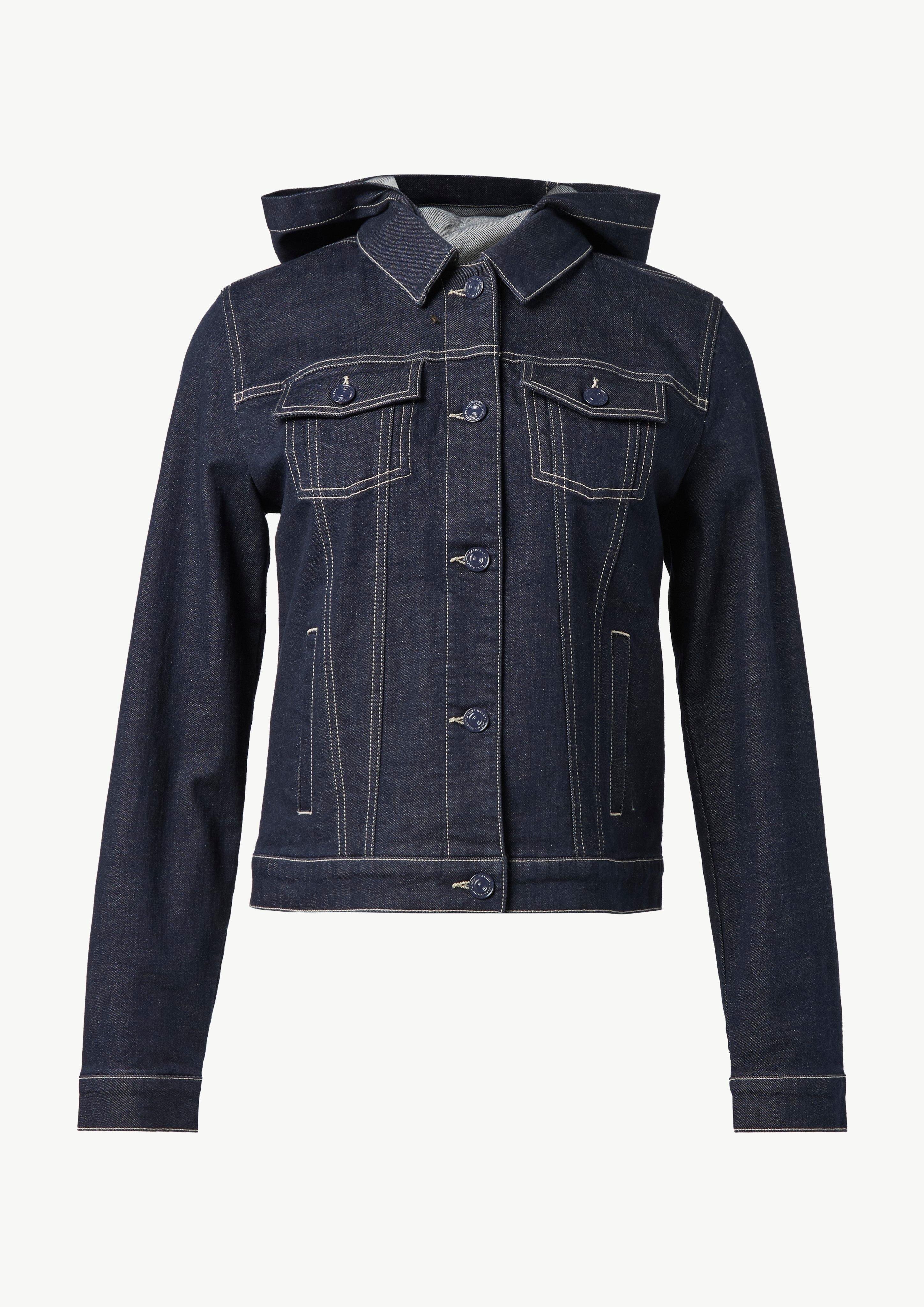 Jeansjacke mit abnehmbarer Kapuze - navy
