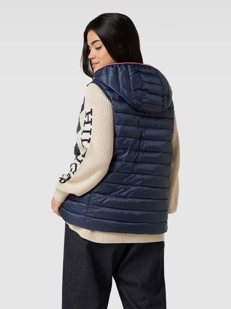 Steppweste mit Label-Stitching in marineblau