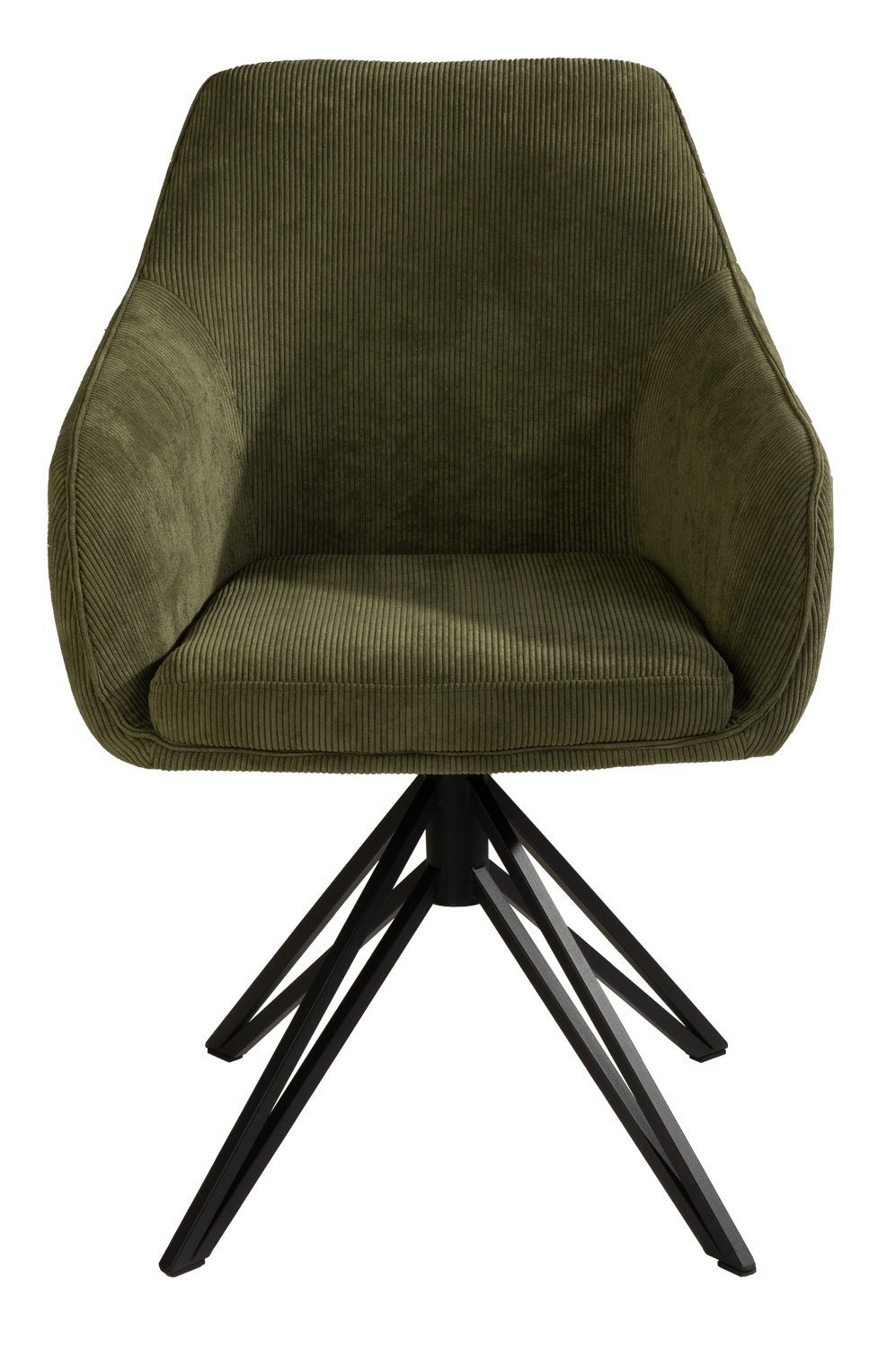 Polsterstuhl BLUES, Cordbezug, Grün, Schwarz, Metallgestell, 180 Grad drehbar