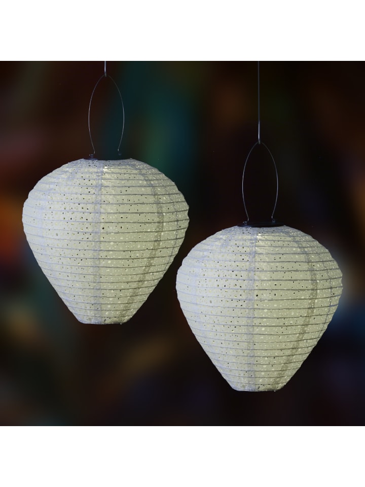 MARELIDA 2x LED Solar Lampion Ballon mit Blumenmuster D: 30cm in weiß günstig kaufen onesize