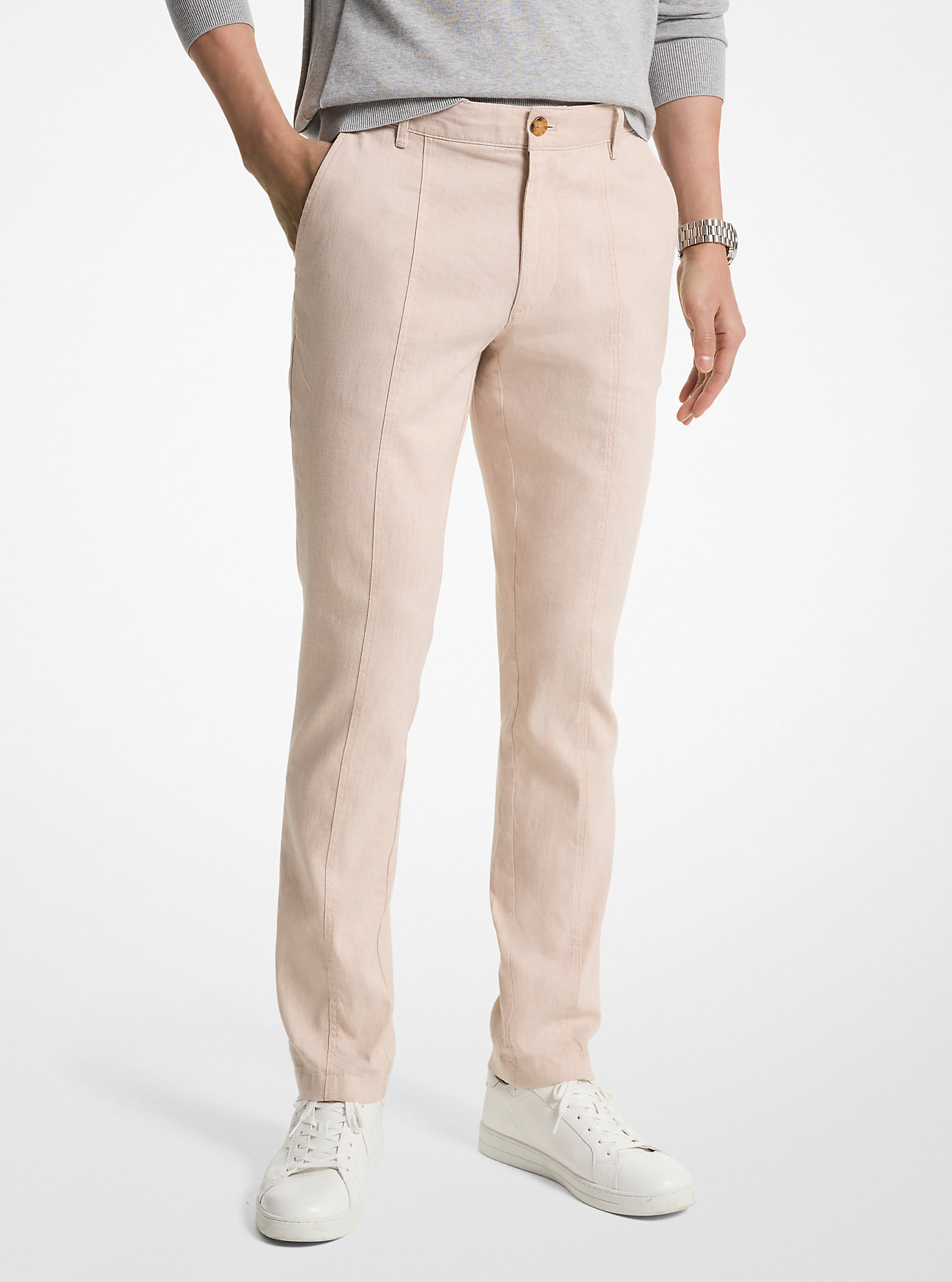 Pantaloni in misto lino - KAKI