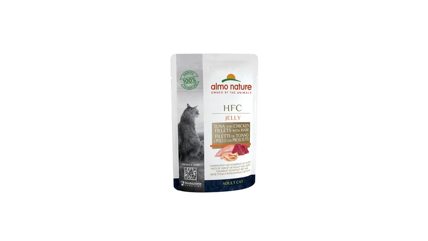almo nature Katzennassfutter HFC Jelly Thunfischfilet und Hühnerfilet mit Schinken 55 g