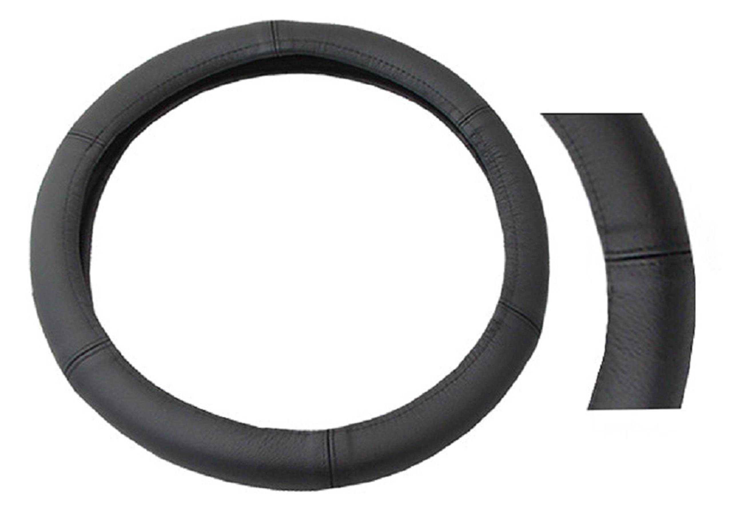 L & P Car Design Lenkradbezug Lenkradhülle Auto in schwarz mit schwarzer Naht, Ø 37 - 39 cm, Echtleder