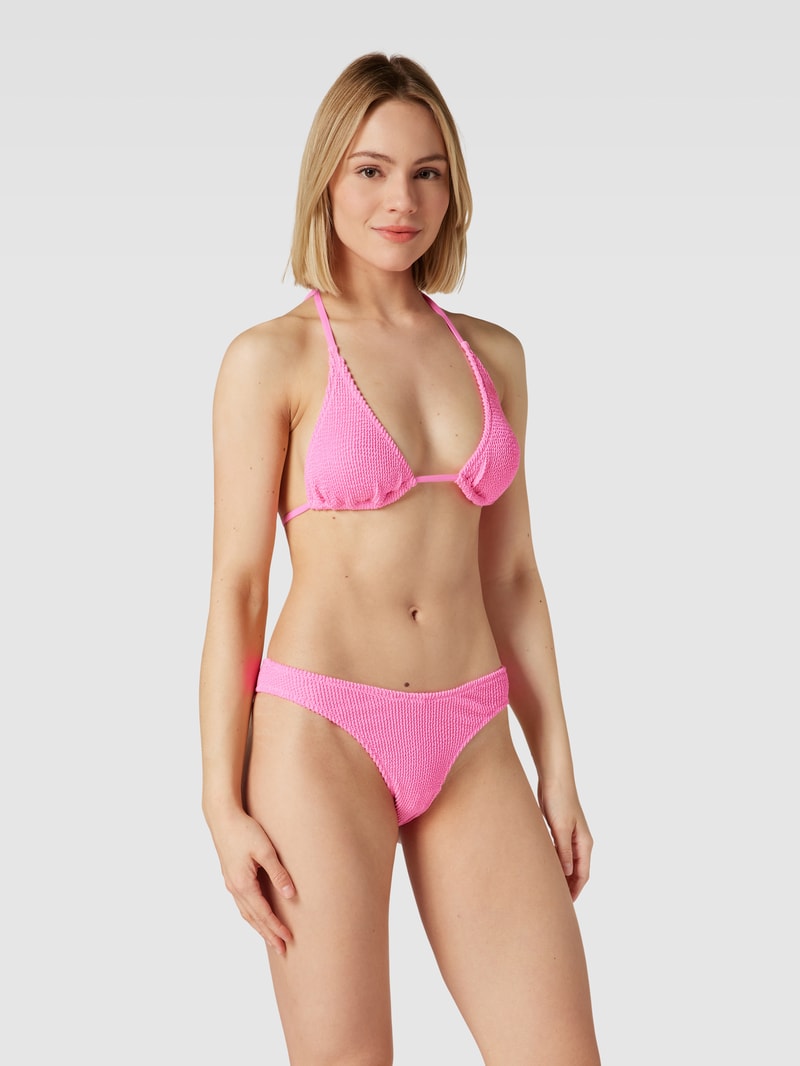 Bikini-Oberteil mit Label-Detail in neon pink