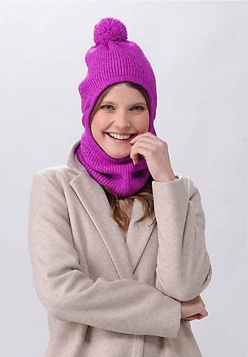 FRAAS Sustainability Edition - Gerippter Strick-Kapuzenschal mit Pompon